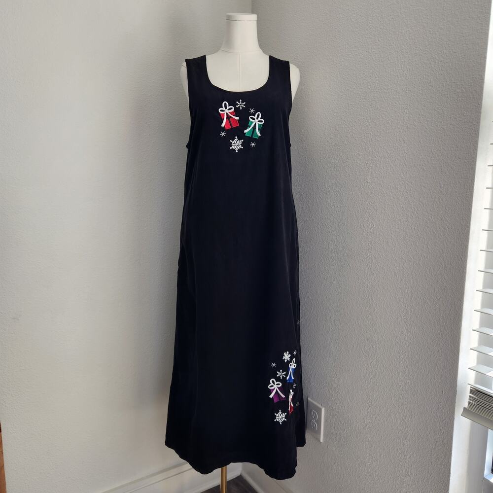American Vintage Black Midi Dress with Multicolor Bow Embroidery